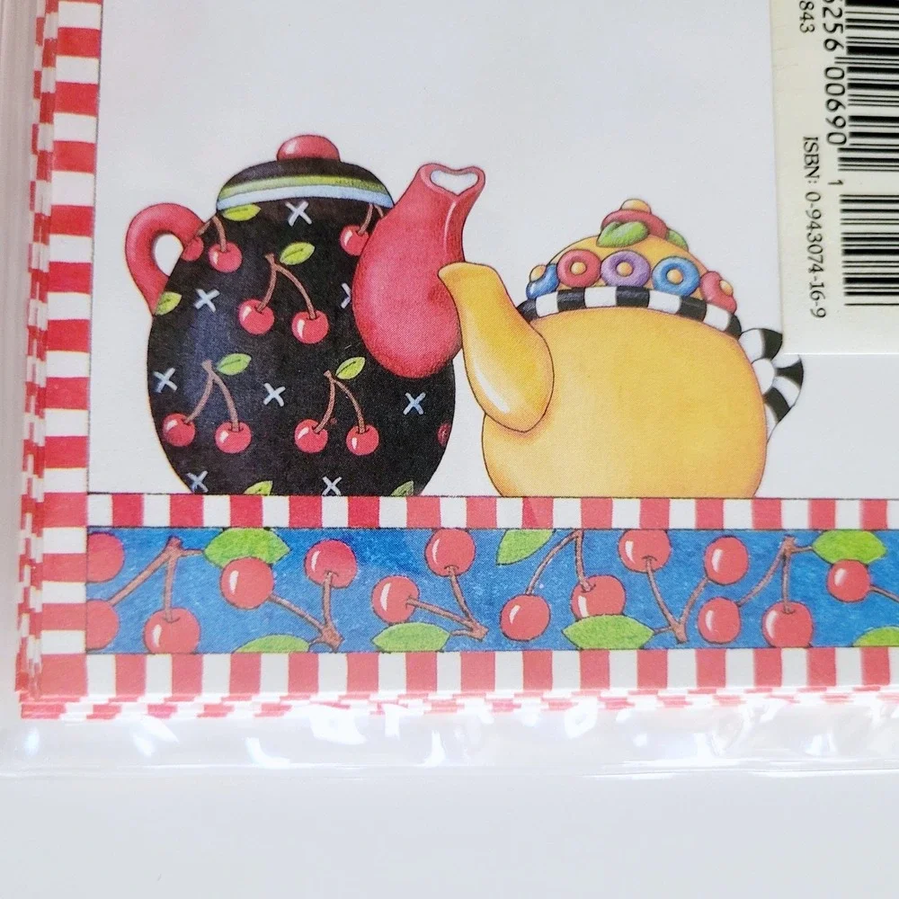 Vintage 90s whimsical Mary Engelbreit Teapot Tea Party Invitations (8) 1993- New